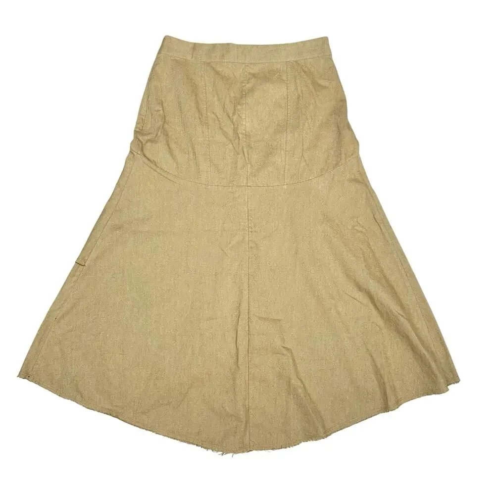 Fabiana Pigna | Women | Pampa Olive Handmade Byas Raw Cut Midi Skirt | Medium